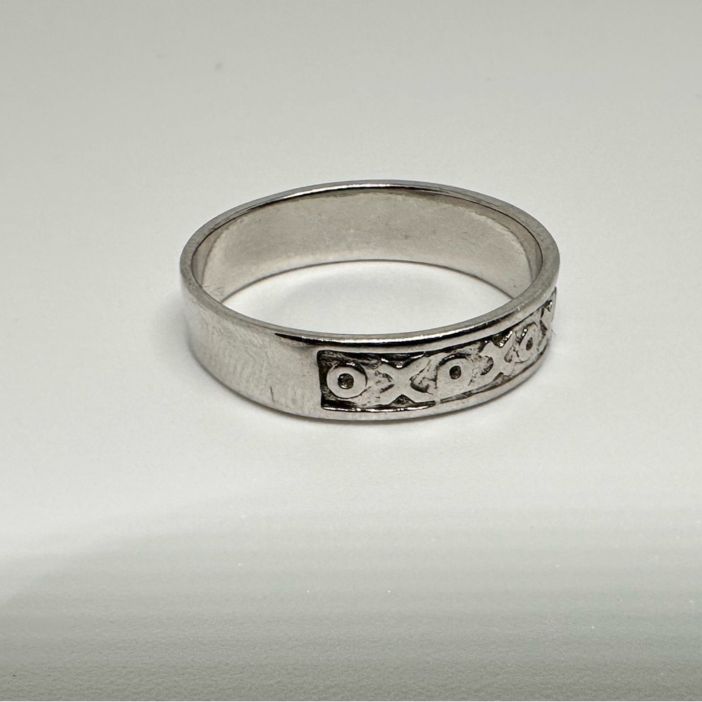 Sterling Silver 925 Ring XO Pattern Unisex - Picture 6 of 8
